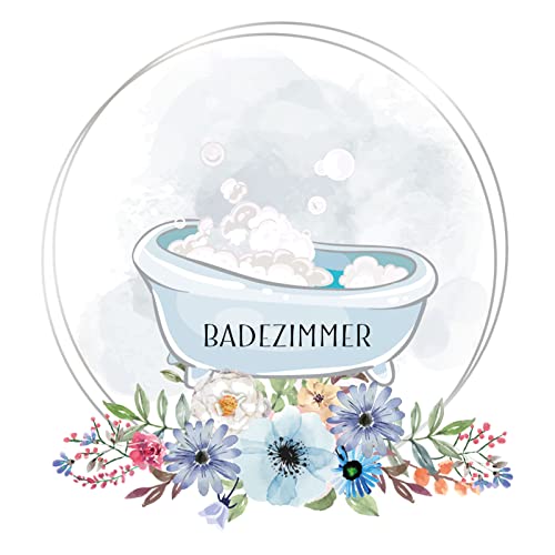 Wandaro Türaufkleber Wellness mit Badewanne & Blumen I Design 5 I Wandsticker WC selbstklebend Klo Wandaufkleber Toilette Wandtattoo DL446-5 von Wandaro