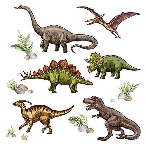 Little Deco Wandaufkleber Dinosaurier I Wandbild 122 x 81 cm (BxH) I T-Rex Wandsticker Wandtattoo Jungen Kinderzimmer Deko Flugsaurier Bild Sticker Aufkleber DL478 von Wandaro