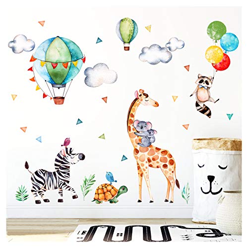 Little Deco Wandaufkleber Safariparty I Wandbild L - 134 x 90 cm (BxH) I Giraffe Zebra Wandtattoo Mädchen Kinderzimmer Aufkleber Junge Deko Sticker Babyzimmer DL313 von Wandaro