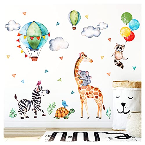 Little Deco Wandaufkleber Safariparty I Wandbild S - 84 x 59 cm (BxH) I Giraffe Zebra Wandtattoo Mädchen Kinderzimmer Aufkleber Junge Deko Sticker Babyzimmer DL313 von Wandaro