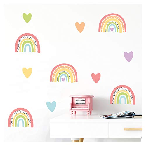 Little Deco Wandaufkleber mehrere Regenbogen mit Herzchen I Wandbild 112 x 81 cm (BxH) I Wandtattoo Mädchen Sticker Herz Kinderzimmer Deko Aufkleber Baby DL506 von Wandaro