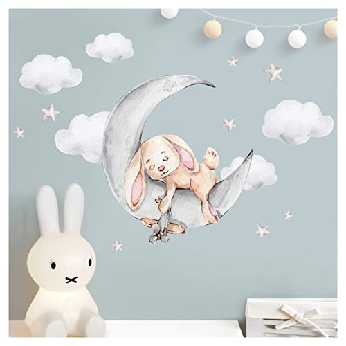 Little Deco Wandsticker Hase mit Mond Wandtattoo Tiere Wolken Kinderzimmer Babyzimmer Wandaufkleber Schlafzimmer Wanddeko DL871-3 Little Deco Wandsticker Hase mit Mond Wandtattoo Tiere Wolken Kinderzimmer Babyzimmer Wandaufkleber Schlafzimmer Wanddeko DL871-3 von Wandaro