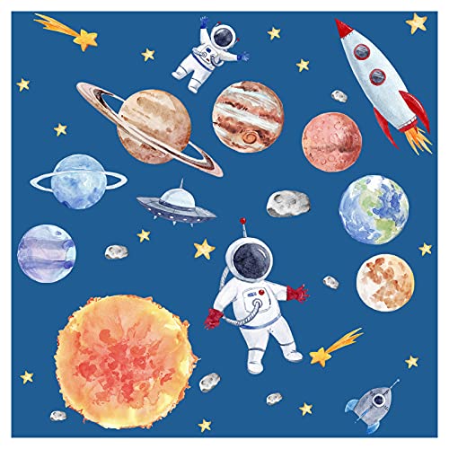 Little Deco Wandsticker Wandtattoo Kinderzimmer Jungen Weltall Raumschiff Wandaufkleber Sonnensystem Planeten Raketen Wandbild Sonne Kinder Sterne DL701-2 von Wandaro