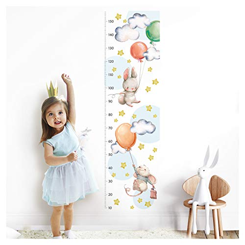 Little Deco Wandtattoo Kinderzimmer Junge Mädchen Messlatte | 150cm Löwe Maus Hase Luftballons | Tiere Wandaufkleber Kinder Wandsticker Aufkleber Dekoration DL372 von Wandaro