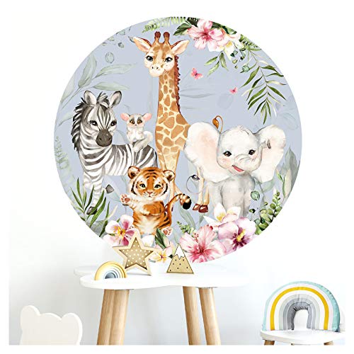 Little Deco Wandtattoo Kinderzimmer Wandbild 120 cm Wandsticker für Kinder Waldtiere Bär Indianer Wanddeko Spielzimmer Wandaufkleber selbstklebend rund DL560 von Wandaro