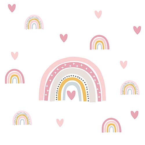 Little Deco Wandtattoo viele Regenbögen mit Herzen I Wandbild 134 x 84 cm (BxH) I Aufkleber Sticker Mädchen Wandsticker Herzchen Kinderzimmer Deko Babyzimmer DL539-12 von Wandaro