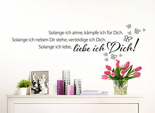 Wandaro Wandtattoo Spruch Solange ich atme I schwarz (BxH) 90 x 25 cm I Liebe Wohnzimmer Schlafzimmer Wandsticker Aufkleber Wandaufkleber Sticker Zitat W3308 von Wandaro