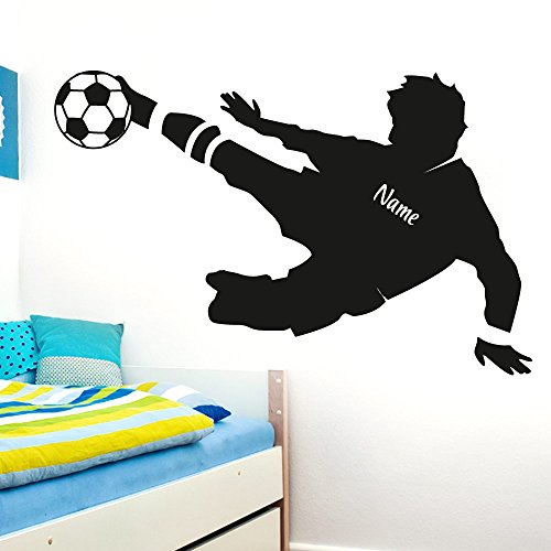 Wandaro Wandtattoo Fußballspieler Wunschname I Gold (BxH) 91 x 58 cm I Fußball Aufkleber Ball Kinderzimmer Wandaufkleber Junge Wandsticker Sticker E038 von Wandaro