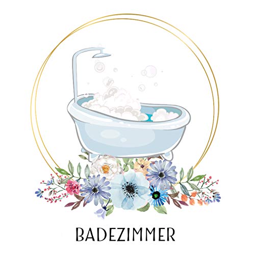 Wandaro Türaufkleber Badezimmer mit Badewanne & Blumen I Design 4 I Wandsticker WC selbstklebend Klo Wandaufkleber Toilette Wandtattoo DL446-4 von Wandaro