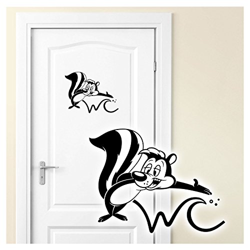 Wandaro W3033 Wandtattoo Türaufkleber WC Stinktier I Silbergrau 18 x 14 cm I Badezimmer Bad Toilette Aufkleber Wandaufkleber Wandsticker von Wandaro