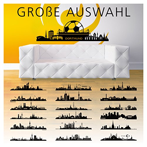 Wandaro Wandtattoo Skyline Dortmund I schwarz (BxH) 100 x 18 cm I Wohnzimmer Flur selbstklebend Stadt Aufkleber Städte der Welt Wandsticker Wandaufkleber W3291 von Wandaro