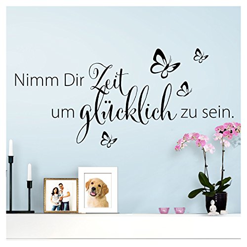 Wandaro Wandtattoo Spruch Nimm Dir Zeit um I schwarz (BxH) 80 x 36 cm I Aufkleber selbstklebend für Wohnzimmer Schlafzimmer Wandaufkleber Zitate Wandsticker W3307 von Wandaro