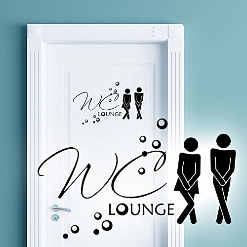 Wandaro W3331 Wandtattoo WC Aufkleber Mann/Frau WC Lounge I schwarz 27 x 16 cm I Bad Piktogramm Wandsticker Badezimmer Wandaufkleber von Wandaro