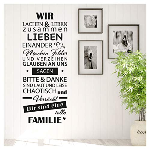 Wandaro W3398 Wandtattoo Spruch Wir sind eine tolle Familie I schwarz (BxH) 58 x 144 cm I Flur Wohnzimmer Aufkleber Wandsticker Wandaufkleber von Wandaro
