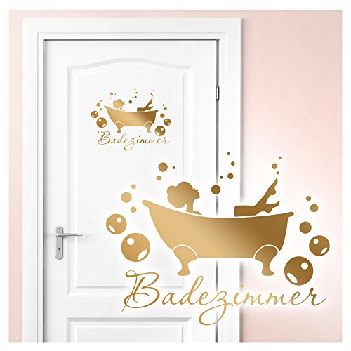 Wandaro Wandtattoo Badewanne I beige (BxH) 27 x 21 cm I Badezimmer Bad Deko WC selbstklebend Aufkleber Türaufkleber Wandsticker Wandtatoo Tür W3407 von Wandaro