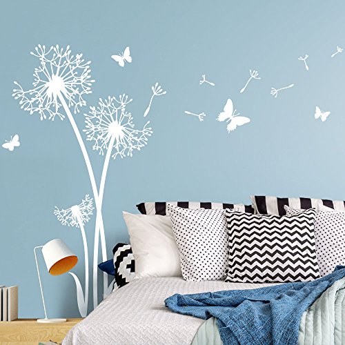 Wandaro W3422 Wandtattoo 3 Pusteblumen I braun 41 x 80 cm I Schmetterlinge Aufkleber Wohnzimmer Wandaufkleber Schlafzimmer Wandsticker von Wandaro