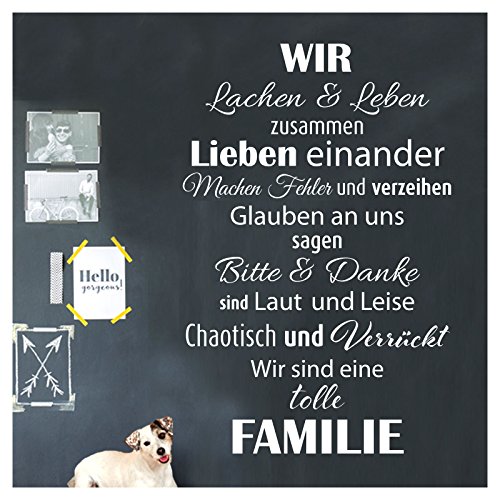 Wandaro W3456 Wandtattoo Spruch Wir sind eine tolle Familie. I weiß 58 x 90 cm I Flur Diele Wohnzimmer Aufkleber selbstklebend Wandaufkleber Wandsticker von Wandaro