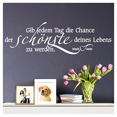 Wandaro W3459 Wandtattoo Zitat Gib jedem Tag die Chance... I weiß 80 x 27 cm I Flur Wohnzimmer selbstklebend Aufkleber Wandaufkleber Wandsticker Wandaro W3459 Wandtattoo Zitat Gib jedem Tag die Chance... I weiß 80 x 27 cm I Flur Wohnzimmer selbstklebend Aufkleber Wandaufkleber Wandsticker von Wandaro