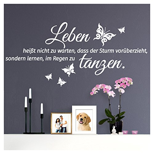 Wandaro W3460 Wandtattoo Spruch Leben heißt I weiß 70 x 32 cm I Schmetterlinge Flur Wandaufkleber Wohnzimmer selbstklebend Aufkleber Wandsticker Wandaro W3460 Wandtattoo Spruch Leben heißt I weiß 70 x 32 cm I Schmetterlinge Flur Wandaufkleber Wohnzimmer selbstklebend Aufkleber Wandsticker von Wandaro