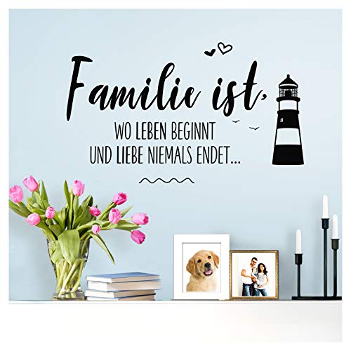 Wandaro Wandsticker Spruch Familie ist + Leuchtturm | schwarz 58 x 34 cm | Wandaufkleber Flur Wandspruch Wohnzimmer Wandtattoo Aufkleber W3475 Wandaro Wandsticker Spruch Familie ist + Leuchtturm | schwarz 58 x 34 cm | Wandaufkleber Flur Wandspruch Wohnzimmer Wandtattoo Aufkleber W3475 von Wandaro