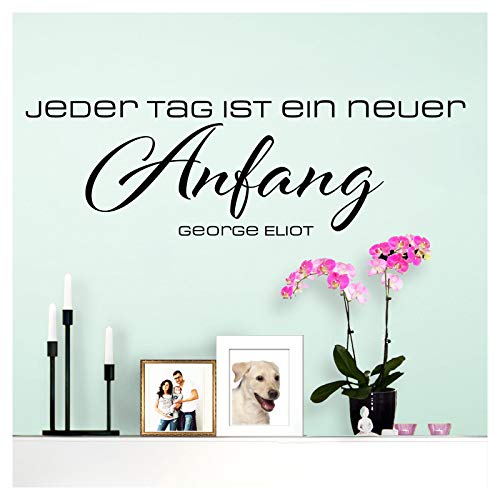 Wandaro Wandsticker Spruch Jeder Tag ist EIN Neuer Anfang | schwarz 90 x 28 cm | Wandaufkleber Flur Wandspruch Wohnzimmer Wandtattoo Aufkleber W3473 von Wandaro