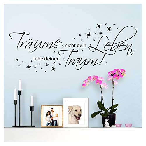 Wandaro Wandsticker Spruch Träume Nicht Dein Leben | schwarz 76 x 29 cm | Wandaufkleber Flur Wandspruch Wohnzimmer Wandtattoo Aufkleber W3478 Wandaro Wandsticker Spruch Träume Nicht Dein Leben | schwarz 76 x 29 cm | Wandaufkleber Flur Wandspruch Wohnzimmer Wandtattoo Aufkleber W3478 von Wandaro