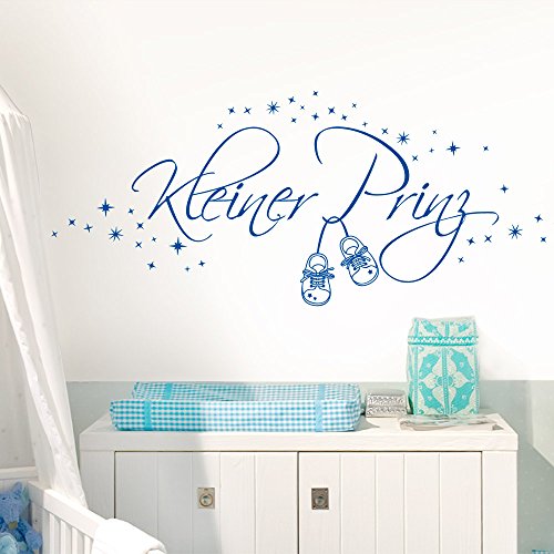 Wandaro Wandtattoo Kinder Sterne Kleiner Prinz I azurblau (BxH) 80 x 30 cm I Kinderzimmer Babyzimmer Jungen Aufkleber Wandsticker Wandaufkleber Buchstaben E034 von Wandaro