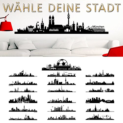 Wandaro Wandtattoo Skyline Berlin I schwarz (BxH) 140 x 35 cm I Wohnzimmer Städte der Welt selbstklebend Aufkleber Wandsticker Wandaufkleber Sticker W3290 von Wandaro