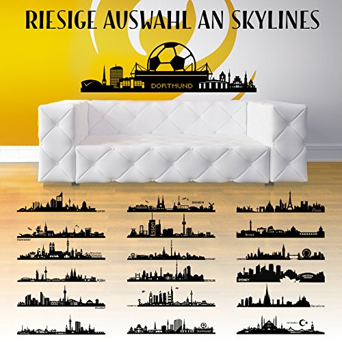 Wandaro Wandtattoo Skyline Düsseldorf I schwarz (BxH) 100 x 27 cm I Wohnzimmer Flur selbstklebend Stadt Aufkleber Städte der Welt Wandsticker Wandaufkleber W3291 von Wandaro