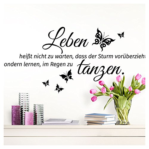 Wandaro Wandtattoo Sprüche Leben tanzen I schwarz (BxH) 70 x 32 cm I Wandaufkleber Wandsprüche für Wohnzimmer Schlafzimmer Flur Diele Wandsticker Sticker W3305 von Wandaro