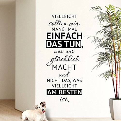 Wandaro Wandtattoo Zitat Einfach das tun I schwarz (BxH) 58 x 135 cm I Glück selbstklebend Flur Wandaufkleber Aufkleber Wandsticker Wandtatoo Sticker W3414 von Wandaro