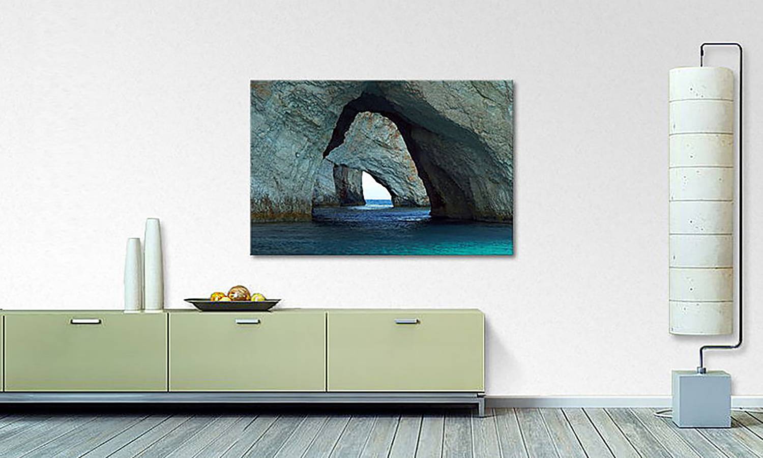 Leinwandbild Blue Caves von WandbilderXXL