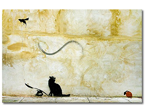 WandbilderXXL® Gedrucktes Leinwandbild Banksy No.8 120x80x2cm - in 6 verschiedenen Größen. Fertig gespannt auf Holzkeilrahmen. Günstige Leinwanddrucke für Wohnzimmer, Schlafzimmer. von WandbilderXXL