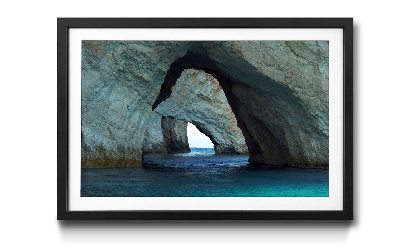 WandbilderXXL Bild mit Rahmen Blue Caves, Landschaft, Wandbild, in 4 Größen erhältlich von WandbilderXXL