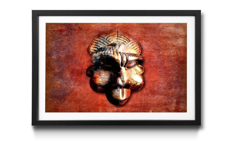 WandbilderXXL Bild mit Rahmen Monkey, Afrikanische Maske, Wandbild, in 4 Größen erhältlich von WandbilderXXL