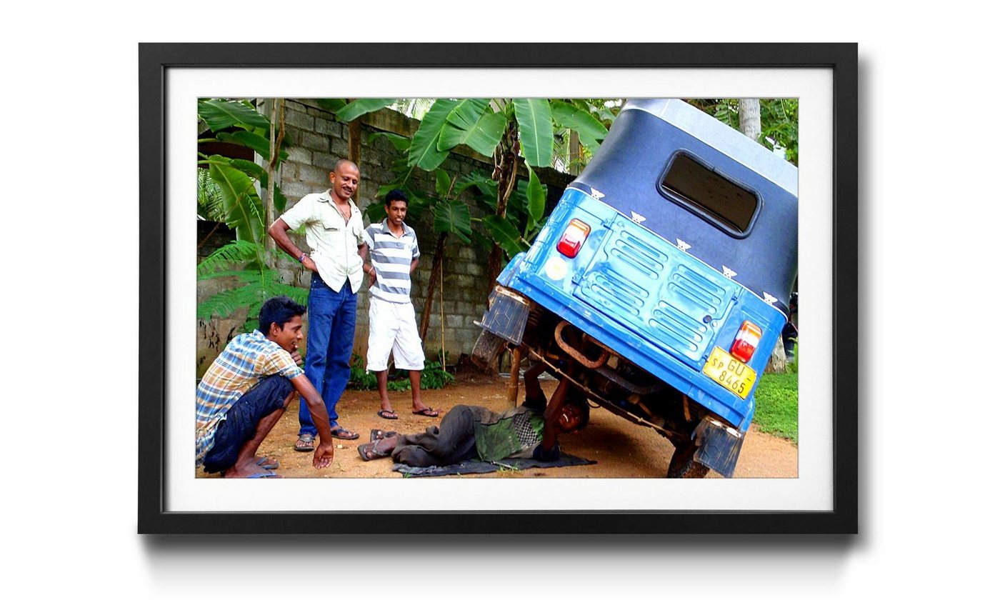 WandbilderXXL Bild mit Rahmen Sri Lanka Carrepair, Menschen, Wandbild, in 4 Größen erhältlich von WandbilderXXL