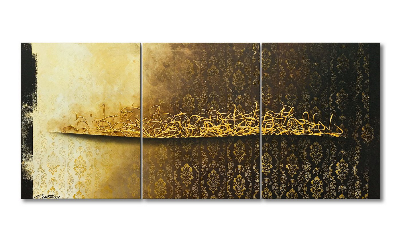 WandbilderXXL Gemälde Golden Infinity 180 x 80 cm, Abstraktes Gemälde, handgemaltes Unikat von WandbilderXXL