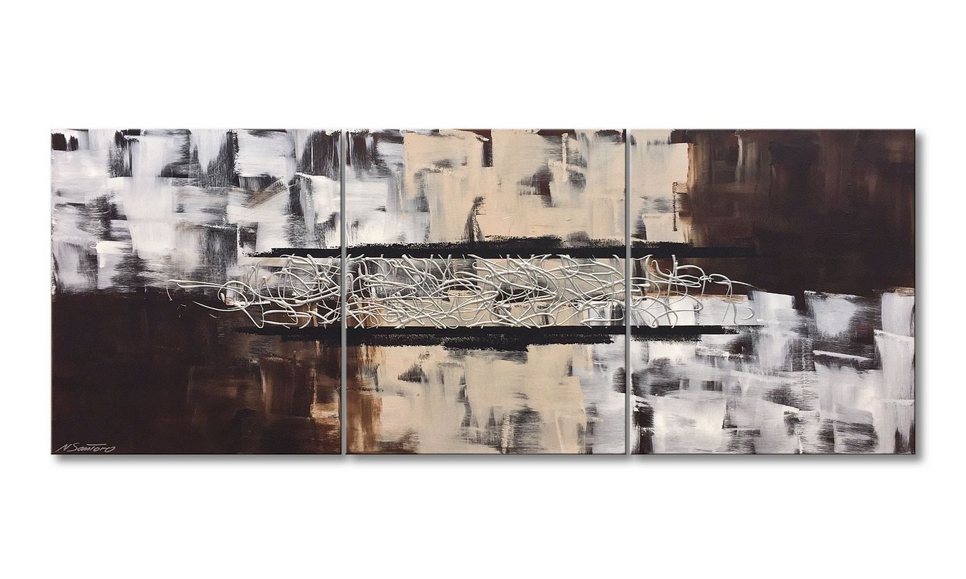 WandbilderXXL Gemälde Silver Connection 180 x 70 cm, Abstraktes Gemälde, handgemaltes Unikat von WandbilderXXL