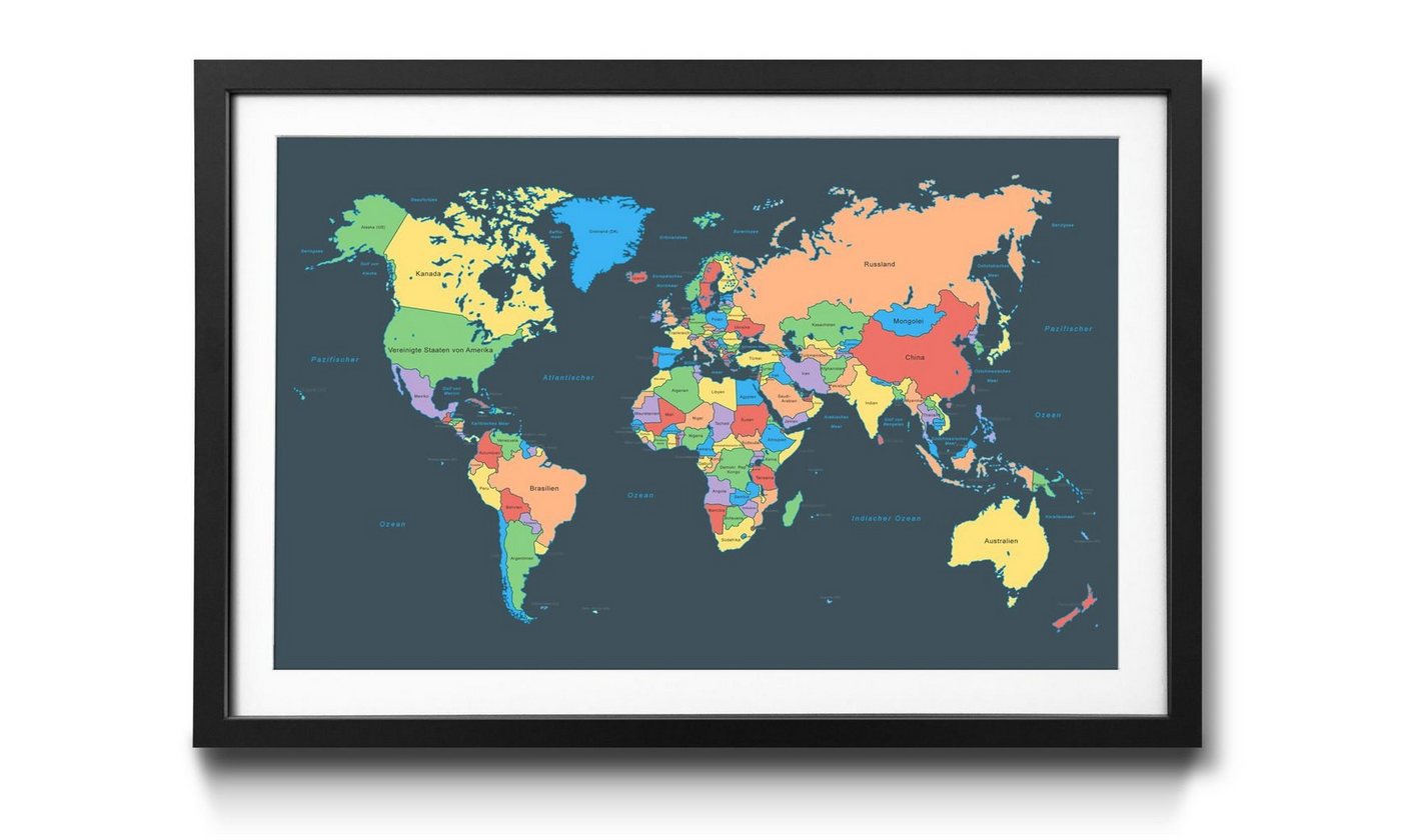 WandbilderXXL Kunstdruck Colorful Map, Weltkarte, Wandbild, in 4 Größen erhältlich von WandbilderXXL