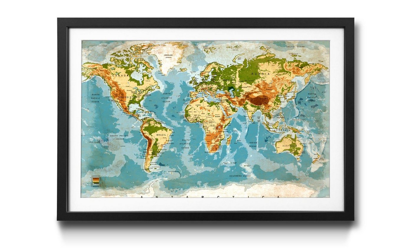 WandbilderXXL Kunstdruck Dirty Map, Weltkarte, Wandbild, in 4 Größen erhältlich von WandbilderXXL