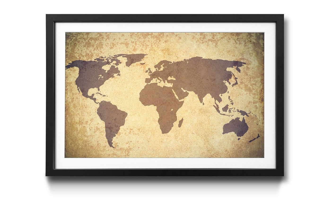 WandbilderXXL Kunstdruck Worldmap Grunge, Weltkarte, Wandbild, in 4 Größen erhältlich von WandbilderXXL