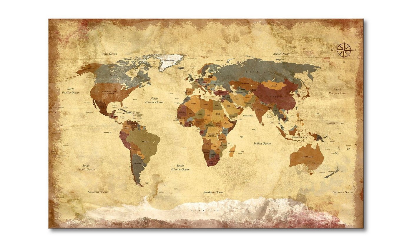 WandbilderXXL Leinwandbild Old Worldmap 4, Weltkarte (1 St), Wandbild,in 6 Größen erhältlich von WandbilderXXL