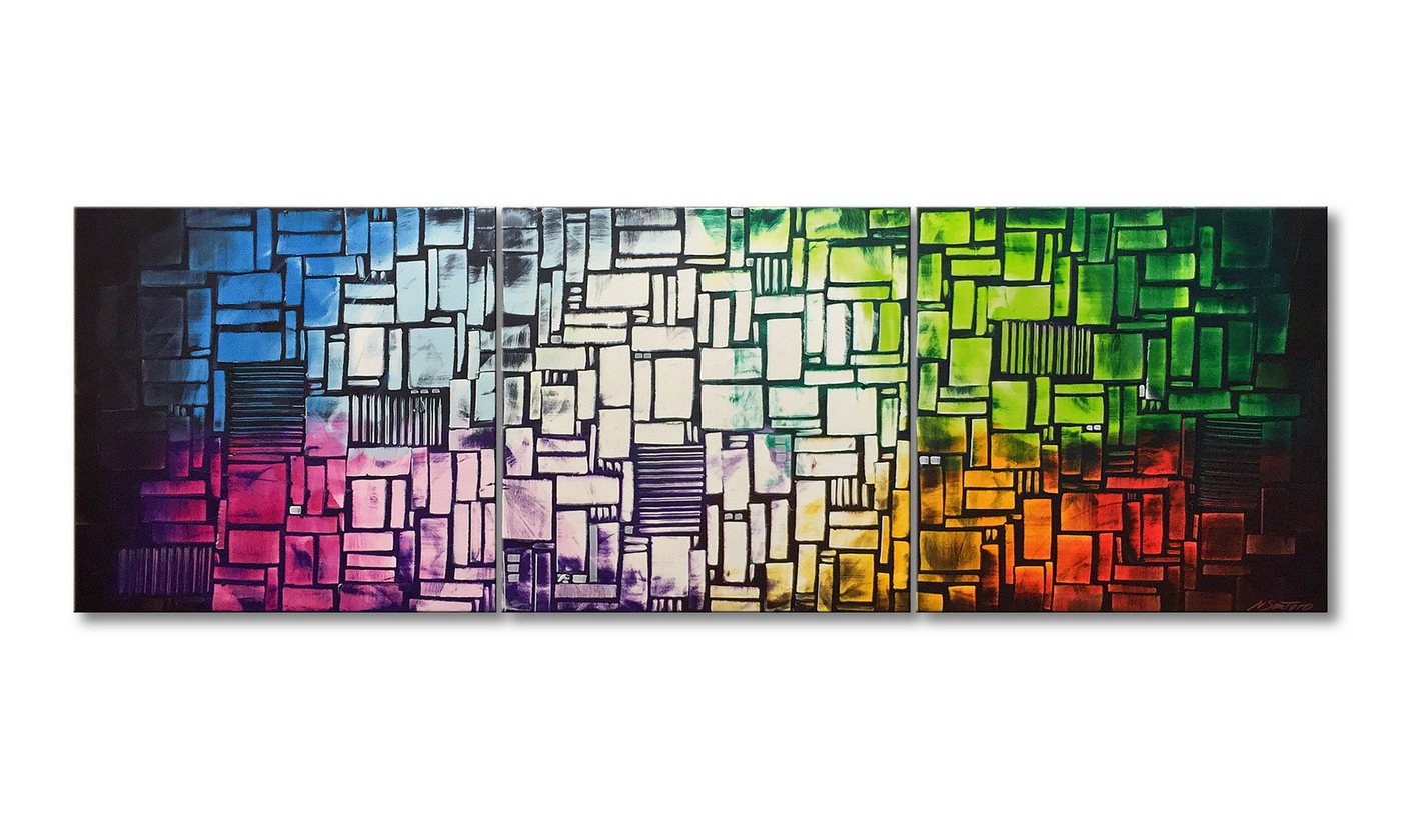 WandbilderXXL XXL-Wandbild Colors Of A City 240 x 80 cm, Abstraktes Gemälde, handgemaltes Unikat von WandbilderXXL