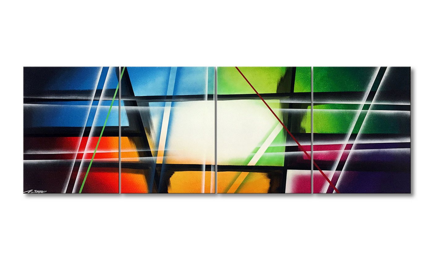 WandbilderXXL XXL-Wandbild Crashed Rainbow 240 x 80 cm, Abstraktes Gemälde, handgemaltes Unikat von WandbilderXXL