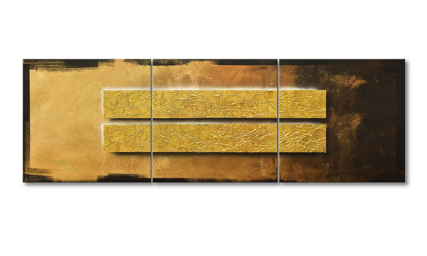 WandbilderXXL XXL-Wandbild Liquid Gold 240 x 80 cm, Abstraktes Gemälde, handgemaltes Unikat von WandbilderXXL