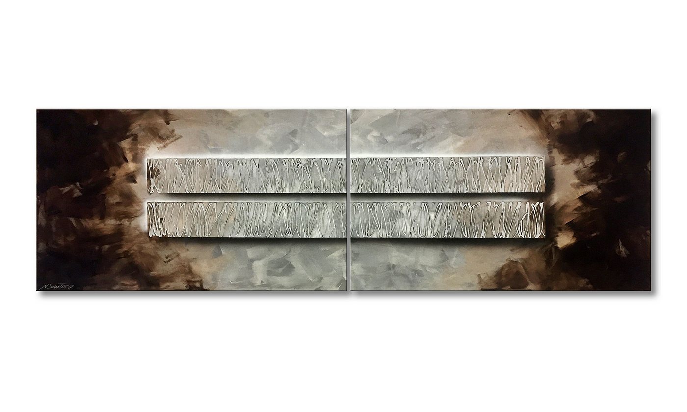 WandbilderXXL XXL-Wandbild Silver Core 240 x 75 cm, Abstraktes Gemälde, handgemaltes Unikat von WandbilderXXL