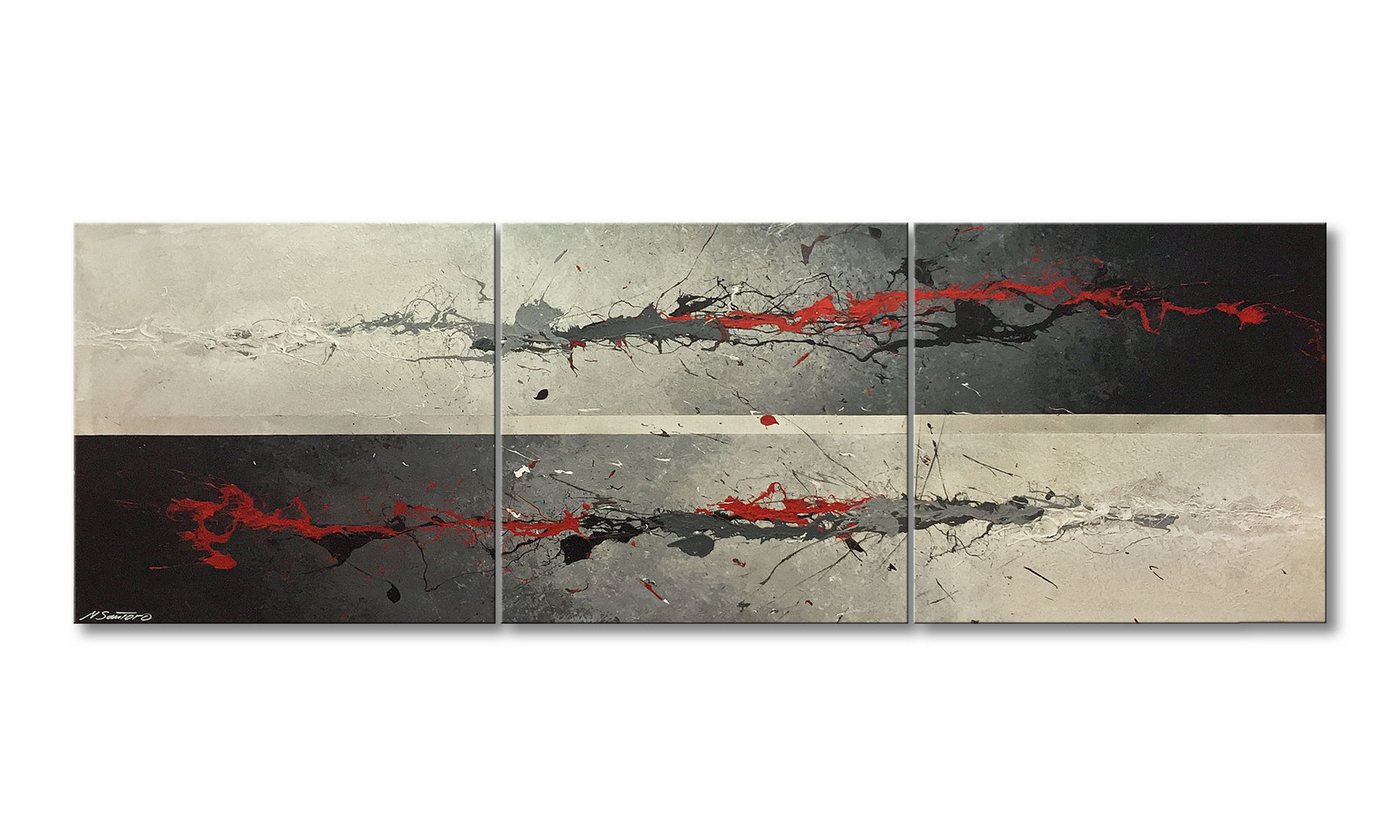 WandbilderXXL XXL-Wandbild Sparkeling Red 240 x 80 cm, Abstraktes Gemälde, handgemaltes Unikat von WandbilderXXL