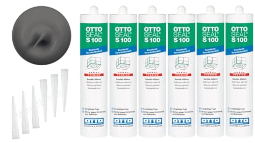 OTTOSEAL S 100 Premium-Sanitär-1K-Silicon Dichtstoff matt 6 Kartuschen auf Acetat Basis Otto Chemie (6x matt grau C8680) von Wandbreite