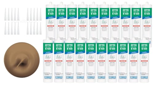 OTTOSEAL S 100 Premium-Sanitär-1K-Silikon Dichtstoff matt auf Acetat Basis Otto Chemie 20er Set (20x matt caramel C8686) von Wandbreite