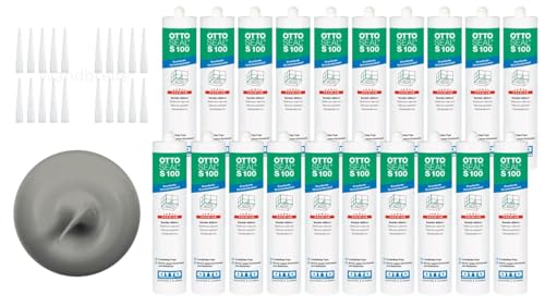 OTTOSEAL S 100 Premium-Sanitär-1K-Silikon Dichtstoff matt auf Acetat Basis Otto Chemie 20er Set (20x matt zementgrau C8682) von Wandbreite